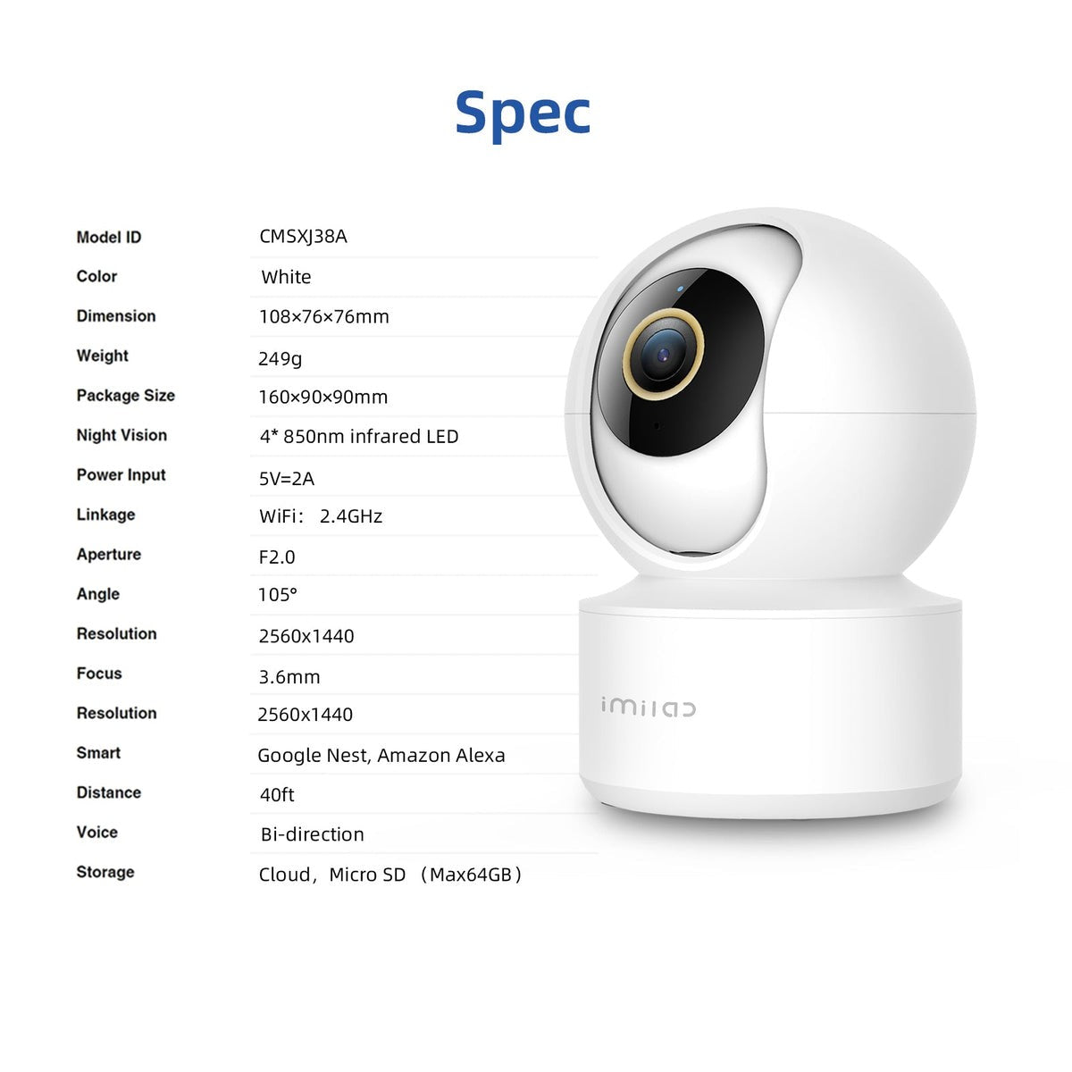 IMILAB C21 2.5K Smart Baby Monitor — 360° Pan-Tilt WiFi Camera with Starlight Night Vision