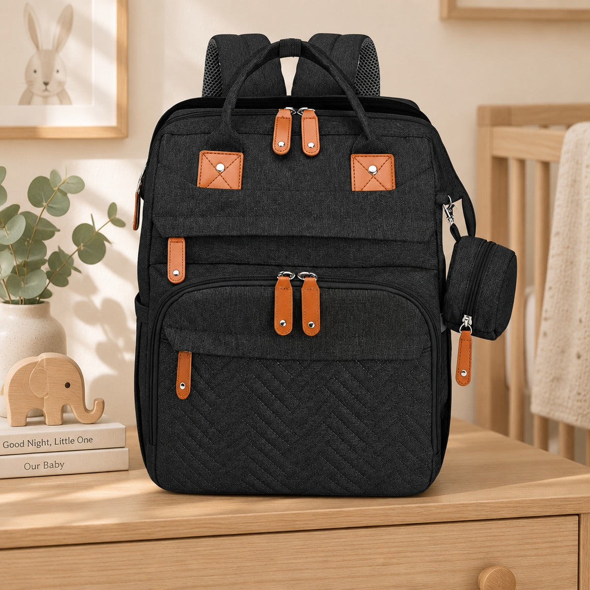 Scandinavian nursery with the Silent Impact diaper bag backpack