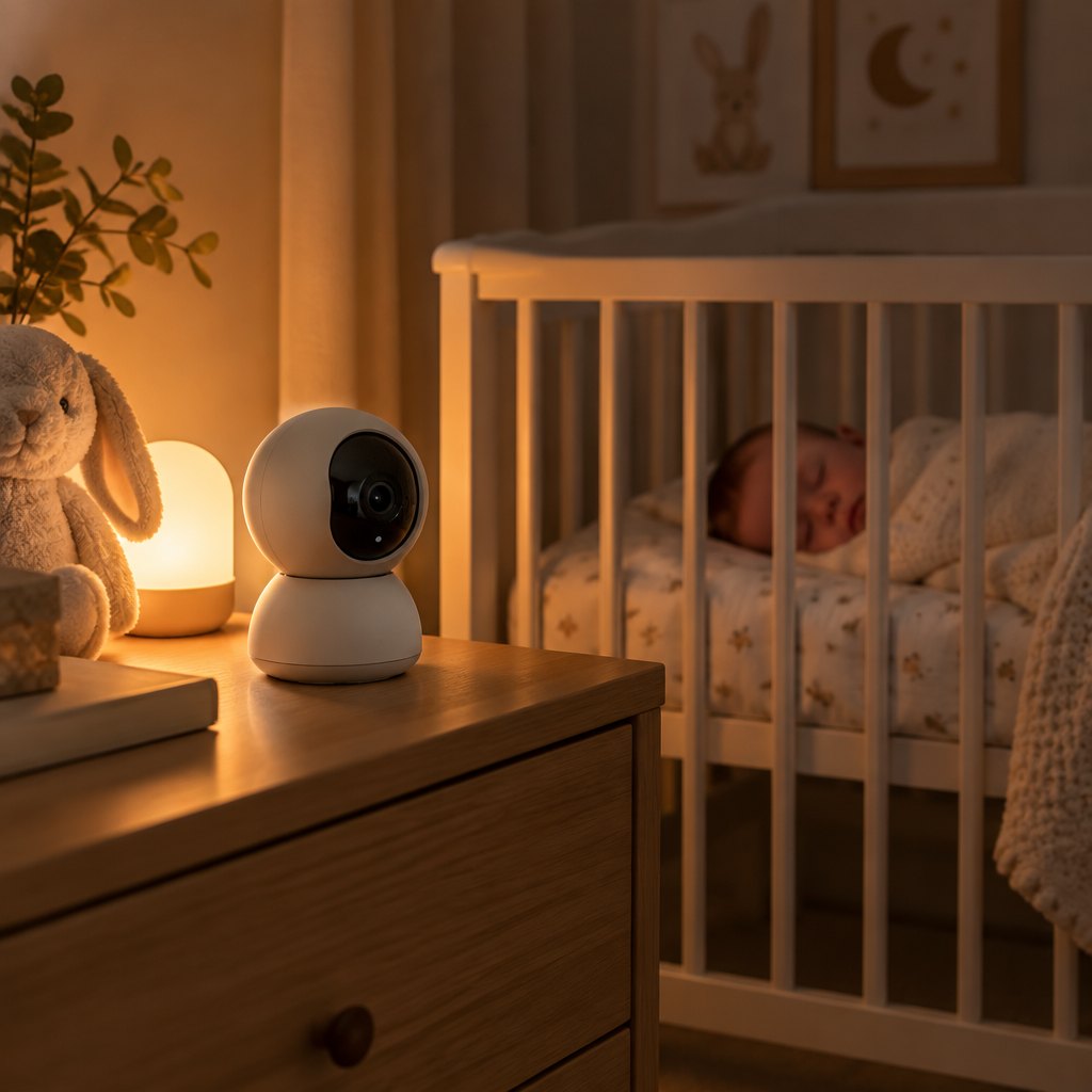 Monitor watching over a sleeping baby at night